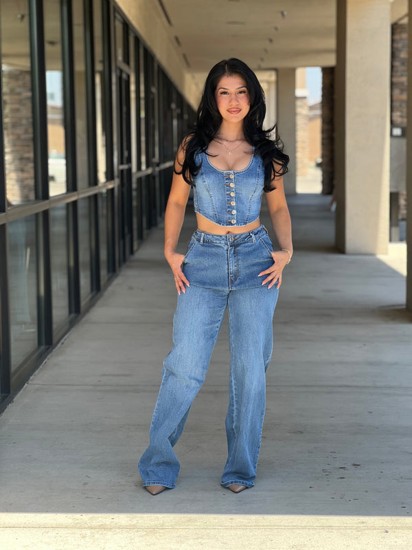 Megan denim straight pants