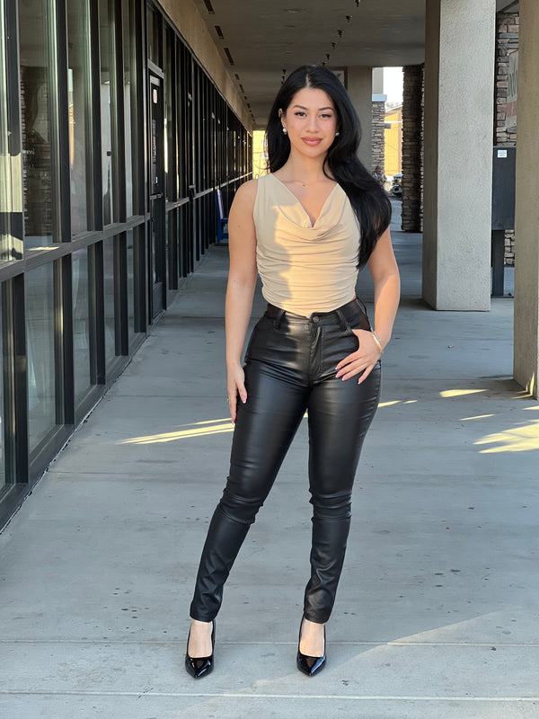 FAUX LEATHER STRETCH SKINNY PANTS