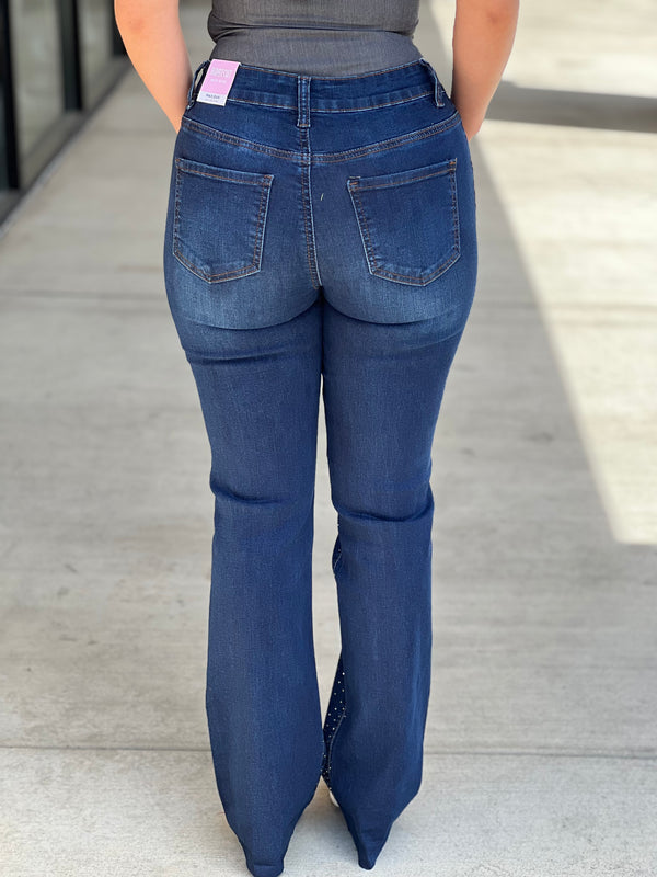 Rhinestone bottom detail bootcut jeans