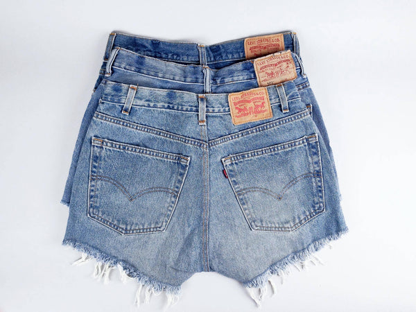 High-Rise Upcycled Denim Cutoff Shorts - Original: 6 (31