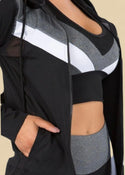 Three-Piece Hoodie Top and Leggings Active Set