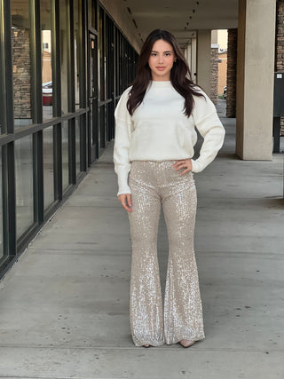 Holiday sequin detail flare pants