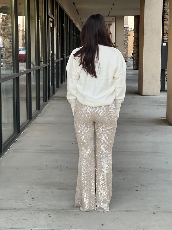 Holiday sequin detail flare pants