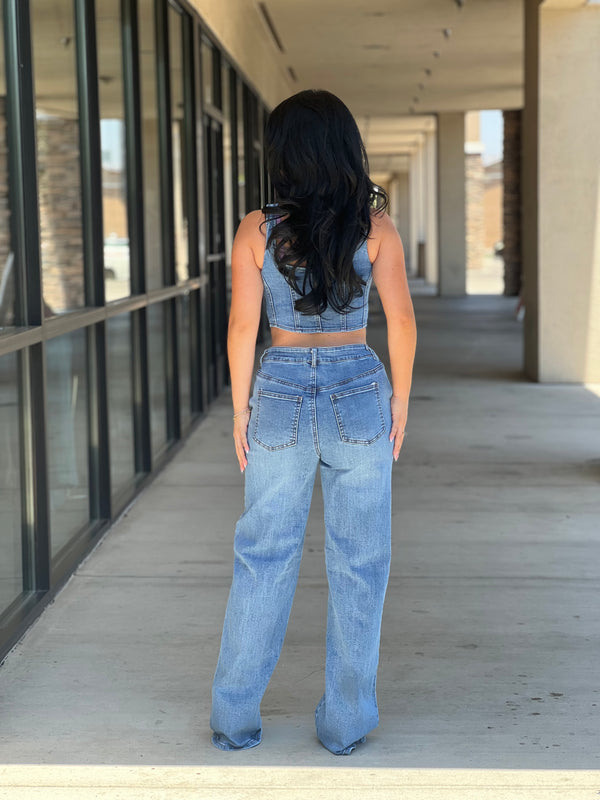 Megan denim straight pants