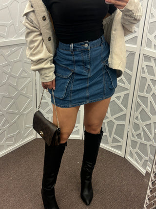 Lexi denim cargo skirt