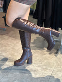 WOMENS CHUNKY KNEE HIGH TALL BOOTS