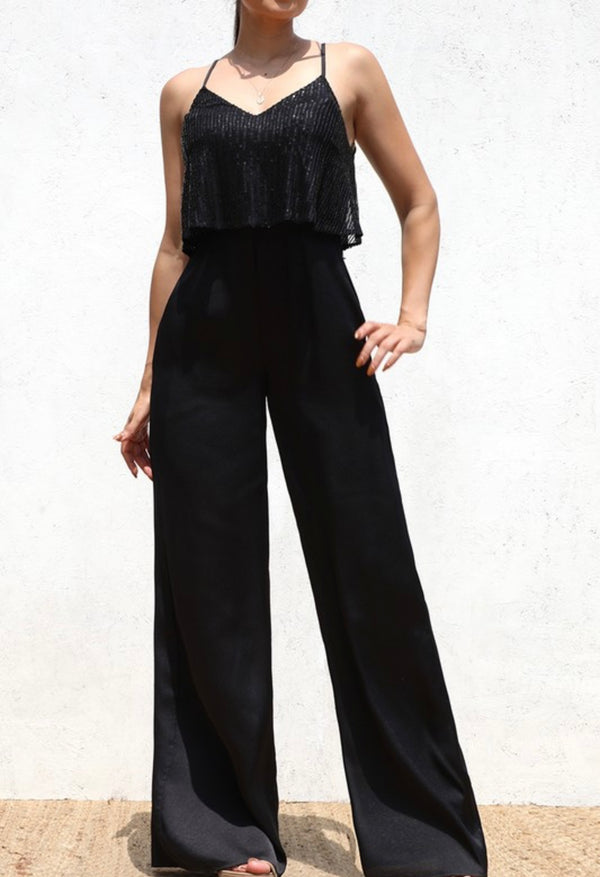 DE NOCHE SEQUIN JUMPSUIT