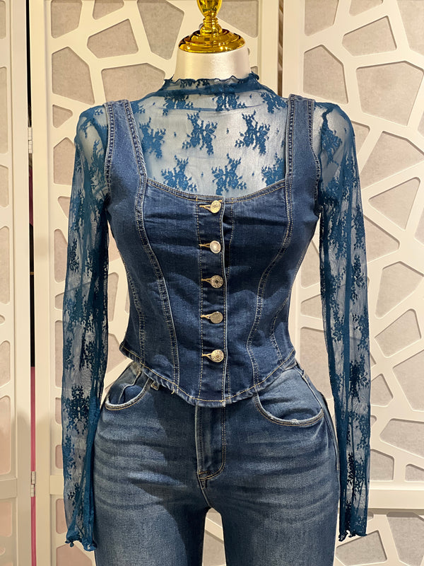 Long sleeve lace top