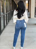 TUMMY CONTROL HIGH RISE CROP GIRLFRIEND JEANS