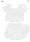 Toddler's 2 pc Eyelet Short Set w/Tiered Top