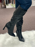 Bamboo Kitten Heel Slouchy Knee High Boots