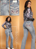 Reyna embroidered sequin bootcut jeans