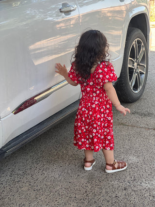 Toddler's Floral Dress W/ Puff Sleeves