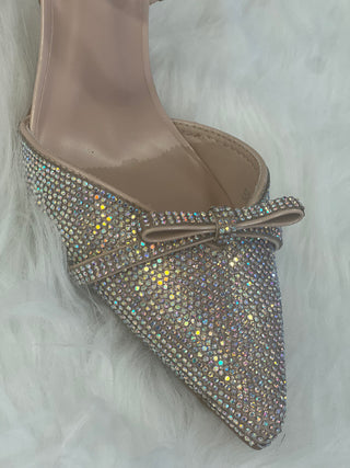 Janie bow rhinestone detail low heel