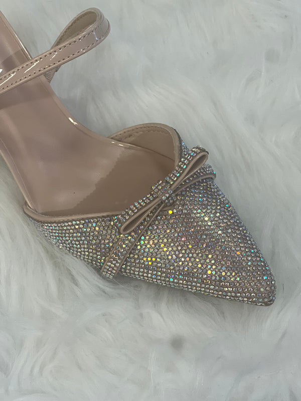 Janie bow rhinestone detail low heel