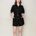 BUTTON DOWN BELTED ROMPER