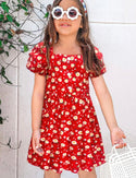 Toddler's Floral Dress W/ Puff Sleeves