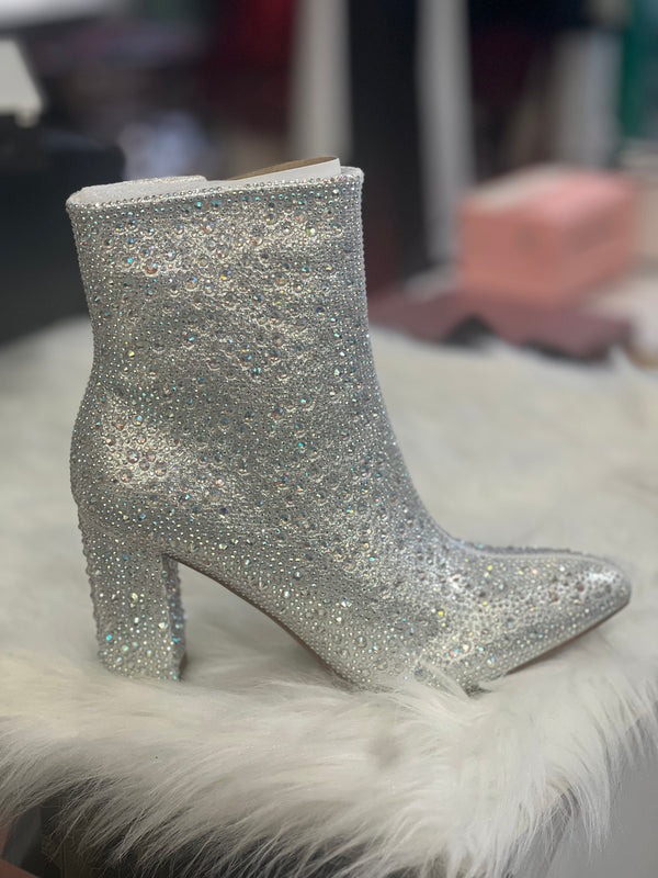 Brazil silver rhinestone booties