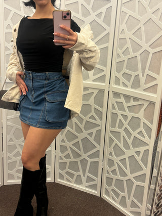 Lexi denim cargo skirt