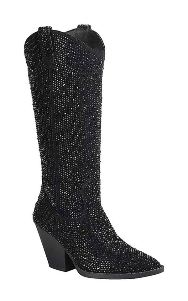 Below the knee rhinestone boots