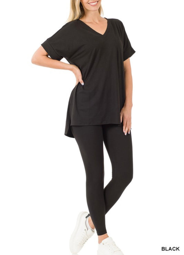 BRUSHED DTY MICROFIBER LOUNGEWEAR SET