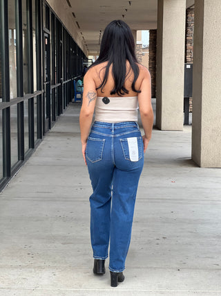 Leather strapless crop top