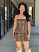 Arizona vegan leather embroidered western corset dress